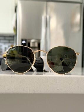 Ray-Ban Round Metal Sunglasses - Gold Frame, Dark Green Lenses
